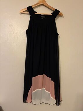 Blue Midi Dress with Pink and White detailing